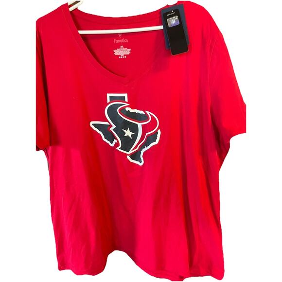 NFL Fanatics Tee Houston Texans Red Pro Line Men's 3XL SS V-neck NWT - Picture 1 of 8